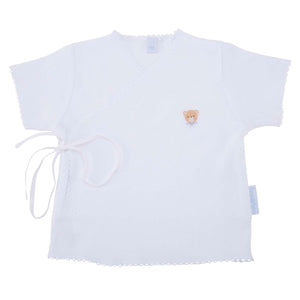 Chambrita Cruzada Manga Corta Osito Bordado a Mano