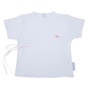 Chambrita Cruzada Manga Corta Flor Bordado a Mano