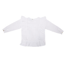 Cargar imagen en el visor de la galería, Blusa Blanca con Vuelos y Pajarito bordado a mano