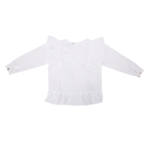 Blusa Blanca con Vuelos y Pajarito bordado a mano