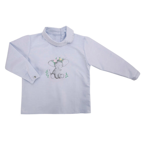 Blusa Celeste Elefantita bordado a mano