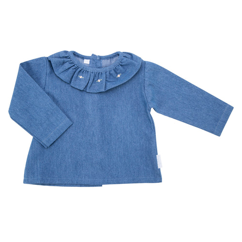 Blusa Niña Denim cuello bobo