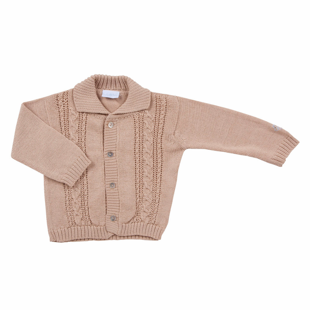 Chaleco Tejido Beige Niño Bordado a Mano