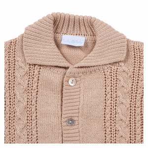 Chaleco Tejido Beige Niño Bordado a Mano