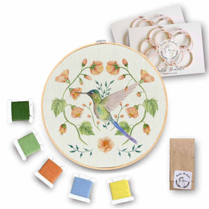 Mini Kit para bordar Colibrí Silfo Celeste